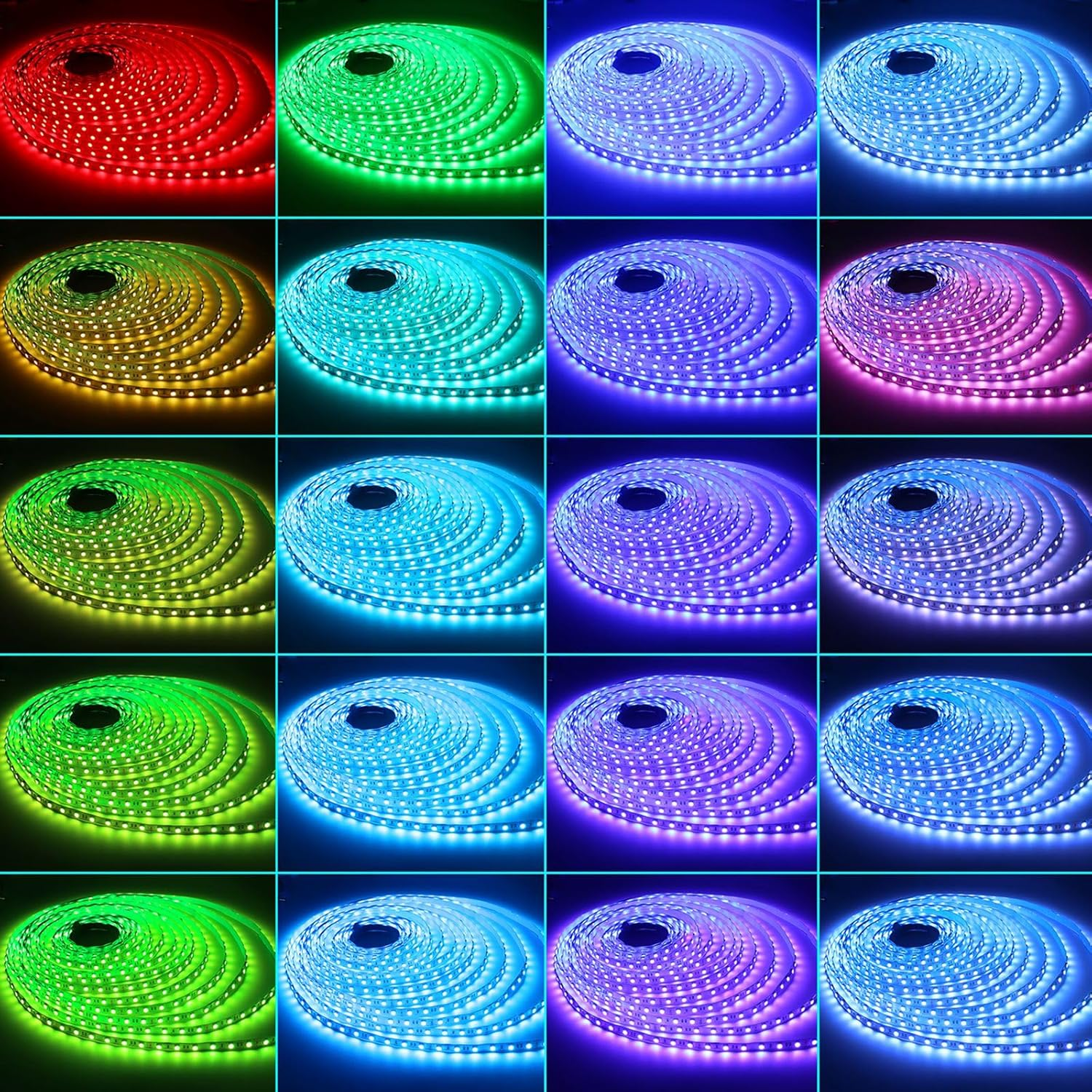 20M Ultra Bright Bluetooth Led Strips Lights,Aled LIGHT 2X10M 1200Leds 24V 5050 RGB Color Changing Flexible Rope Lights Kit Music Sync 44-Key Remote&App Control Non-Waterproof for DIY Home Decor image number 1