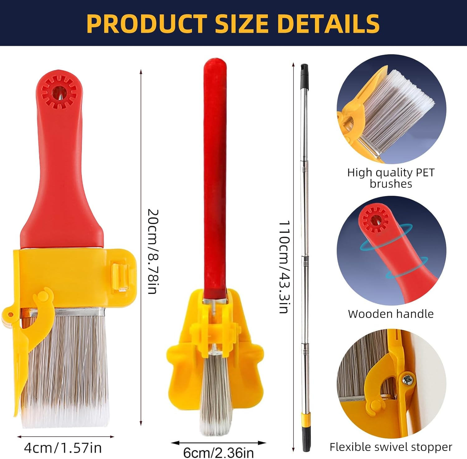 Edging Tool for Edges and Trim Paint Brush 2 Inch Paint Brush with Extension Rod for Edging and Trimming &ndash; Bristles for Clean, Sharp Lines on Windows, Doors, and Trim image number 2