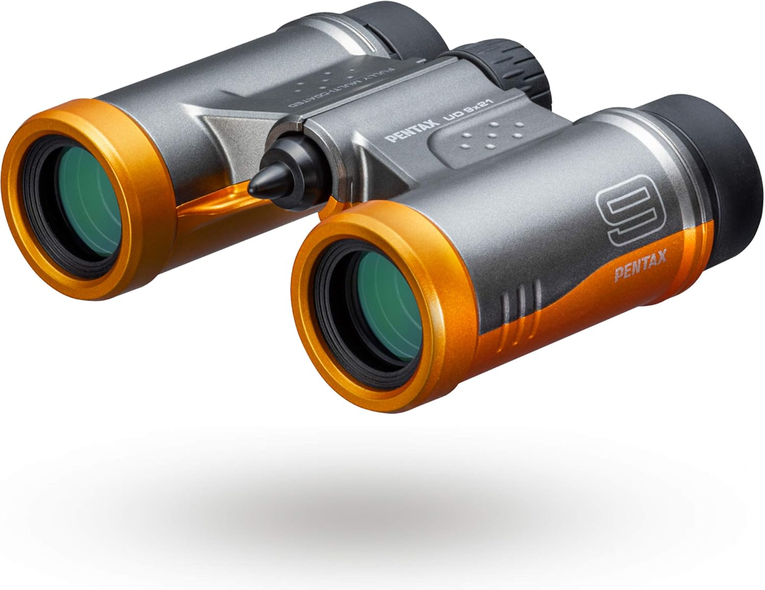PENTAX Binoculars UD 9X21 - Grey and Orange a Bright and Clear Field of View, Lightweight Body with Roof Prism, Fully Multi-Coated Optics, 9X Magnification, Ideal for Concerts, Sports, Travelling