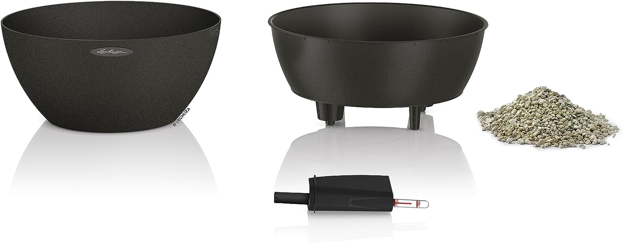 Lechuza Cubeto Color 30 All-In-One Bowl Shape Planter, Black image number 6