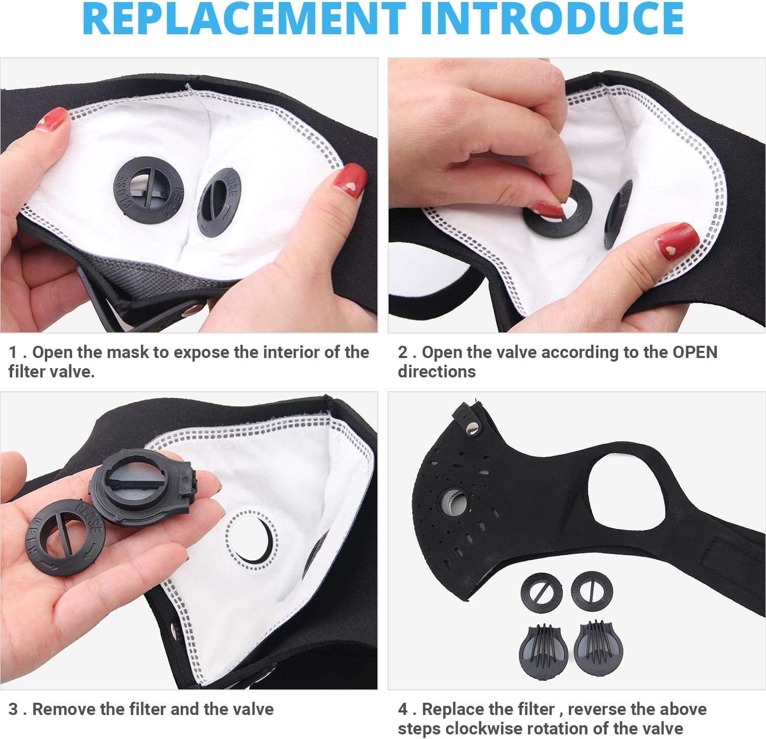 PISIQI Dust Mouth Face Cover Half Face Sports Face Protections anti Dust Face Mouth Riding Cover with Valve Reusable Breathing Lightweight Face Shield Outdoor Facial for Men and Women image number 6