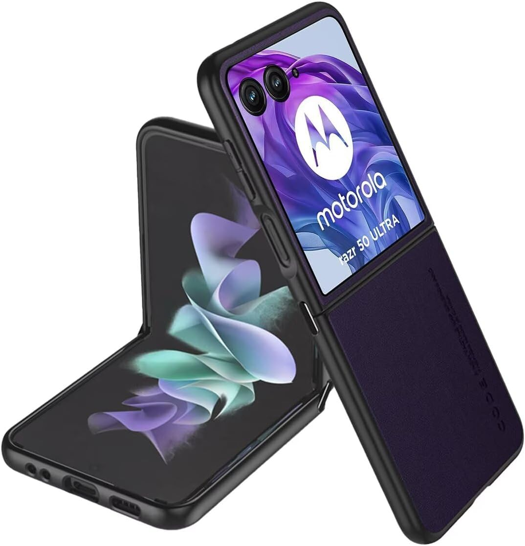 HONLEN Case for Motorola Moto Razr 50 Ultra (6.9 Inches) Business Phone Case Leather with Back Kevlar