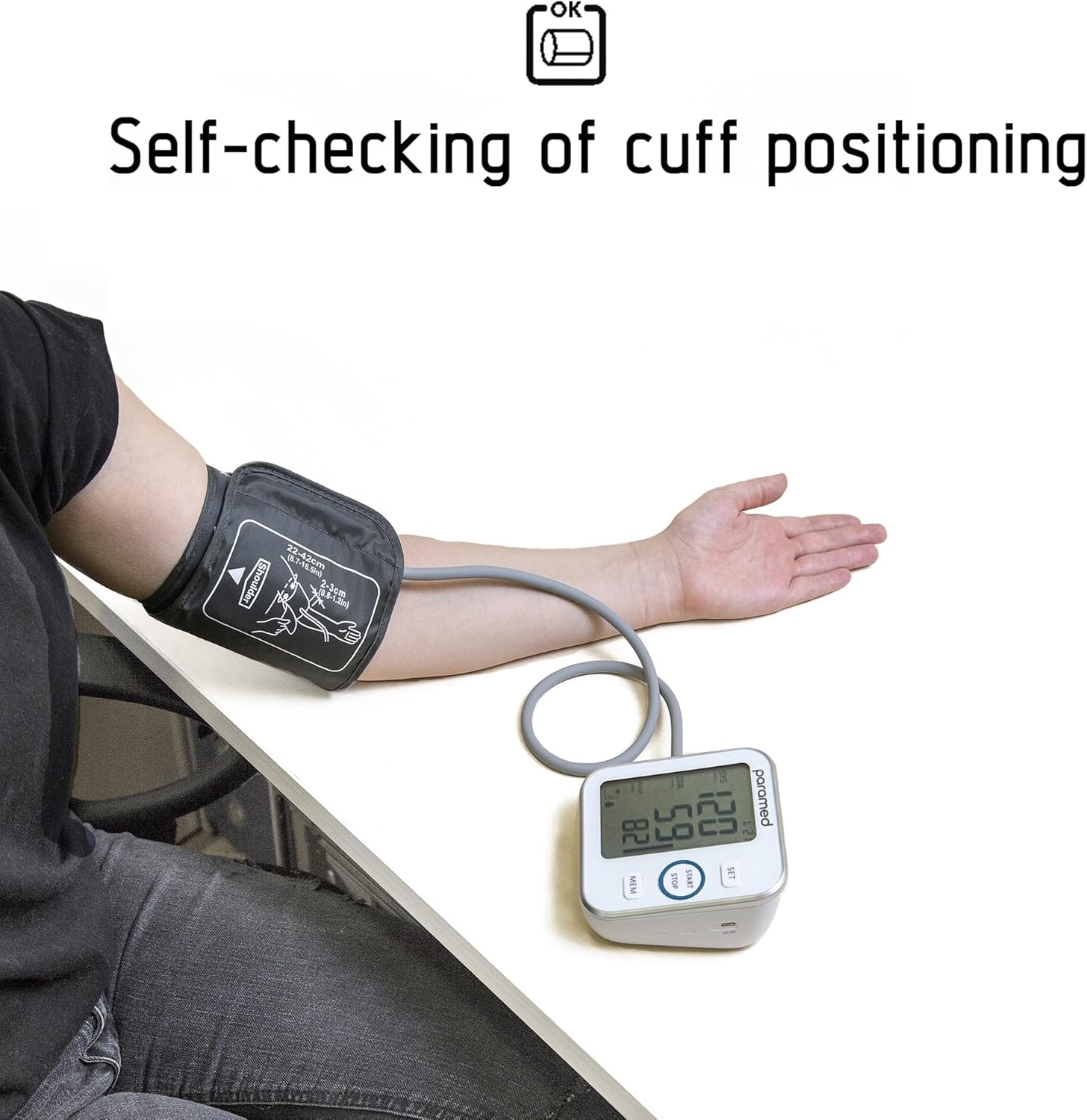 Blood Pressure Monitor by Paramed: Accurate Automatic Upper Arm Bp Machine & Pulse Rate Monitoring Meter with Cuff 22-40Cm,120 Sets Memory, LCD - Device Bag & 4AAA Included image number 3