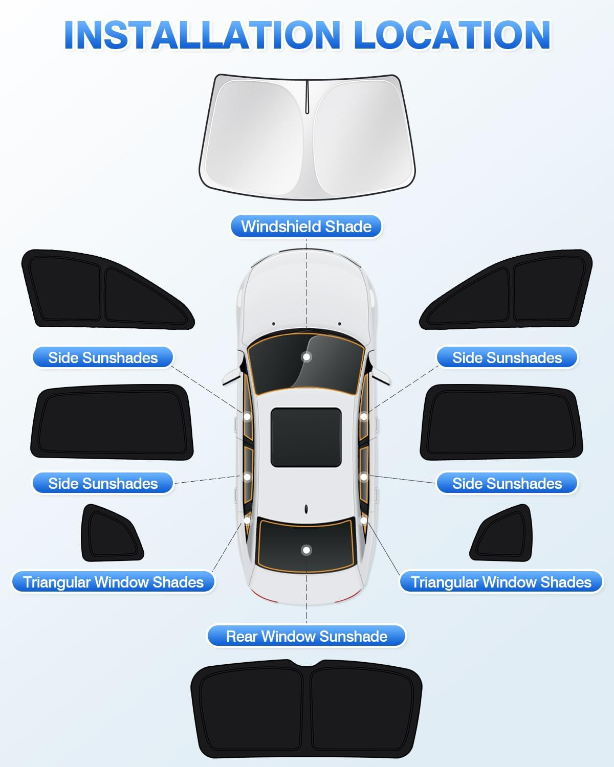 Canvcle Windshield Sun Shade for 2018-2023 Volkswagen VW Tiguan Side Rear Window Shade Cover Sun Visor Shield Privacy Protection Keep Vehicle Cool Black 6PCS image number 5