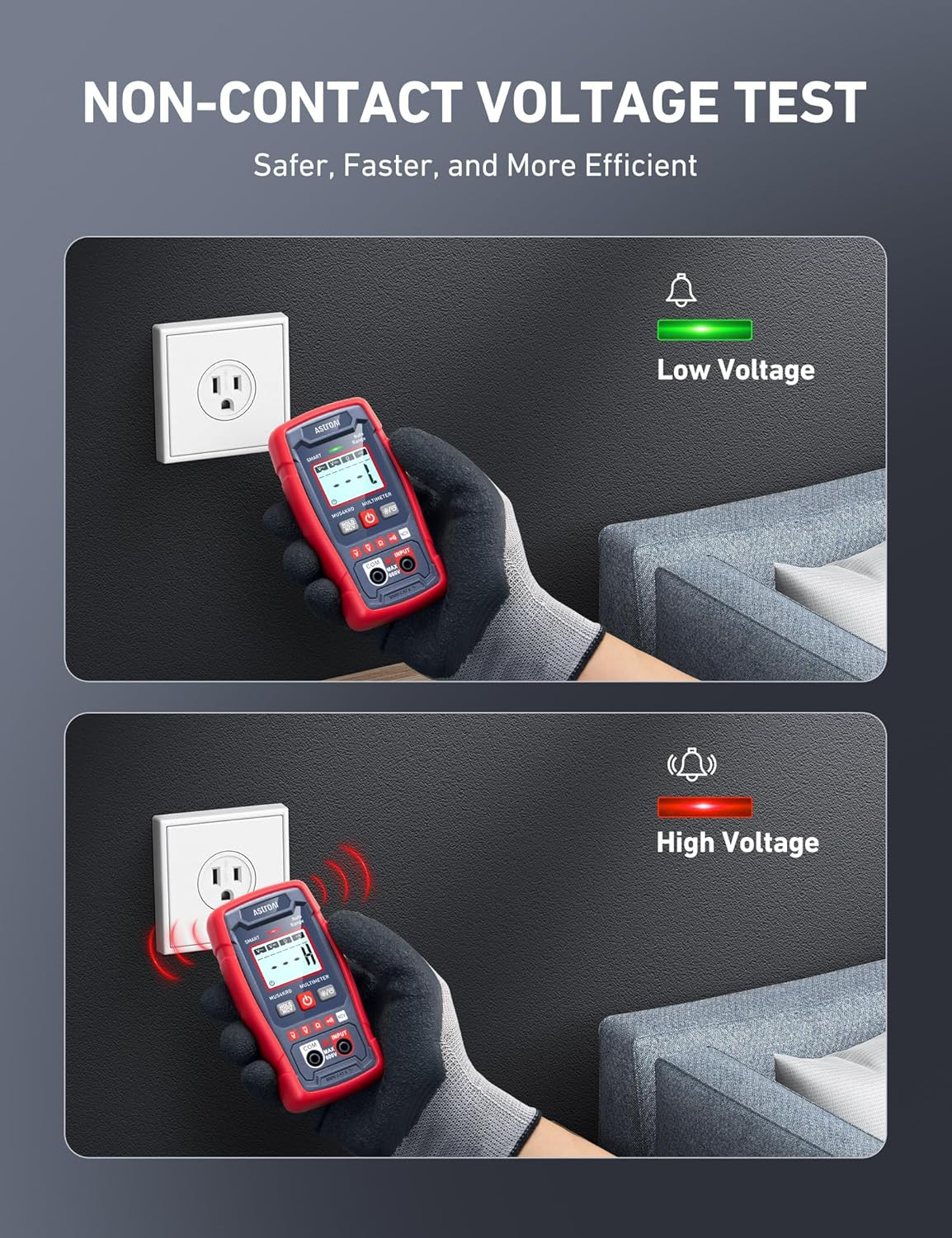 Astroai Multimeter Tester 4000 Counts, Smart Measuring Mode, Auto-Ranging Digital Volt Meter, Fast Accurately Measures AC/DC Voltage, Resistance, Continuity, Supports a Non-Contact Voltage Function image number 1