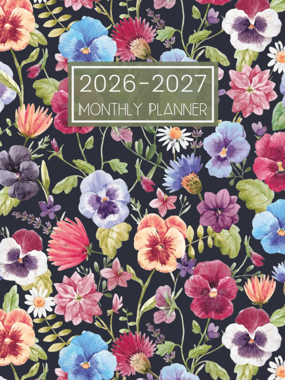 2026-2027 Monthly Planner: 2 Year Diary Month to View Calendar Dated from January 26 to December 27 || 24 Months Appointment Book with UK Holidays and ... Quotes || Large Size - Flowers Cover image number 1