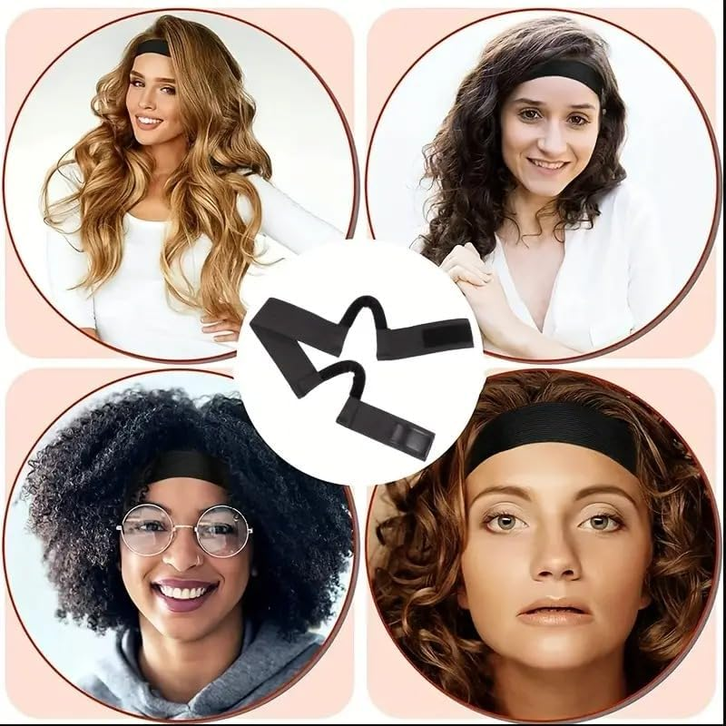 2Pcs Wig Band for Lace Front Ear Free Painless Lace Melting Elastic Band Headband for Women No Slip C Shaped Ear Curve (Black, Regualr(2Pcs)) - Gold image number 3