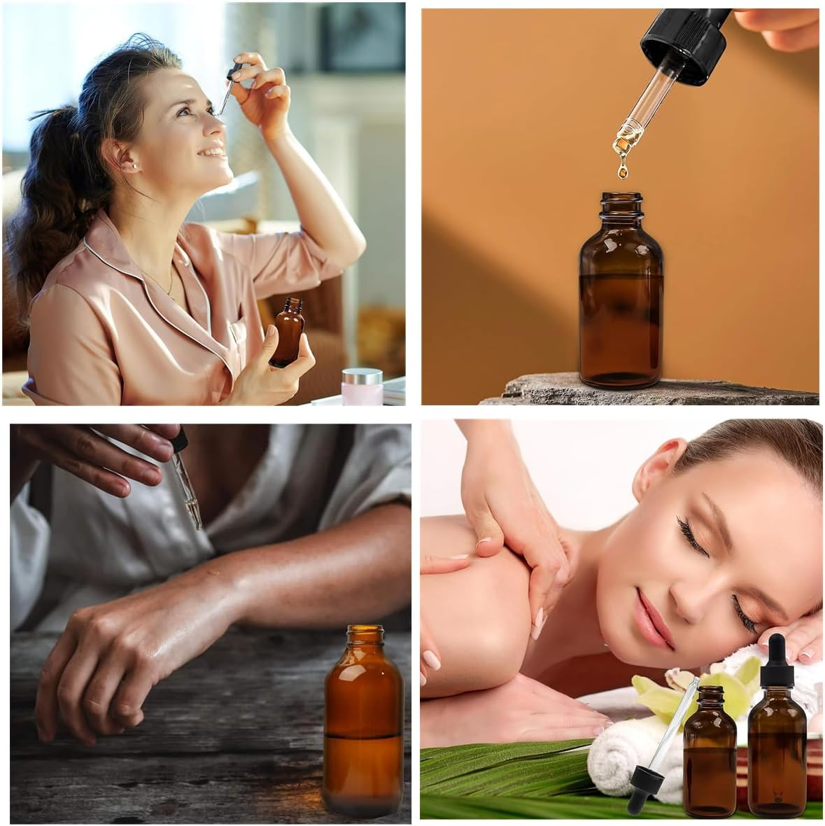 2 Pcs Amber round Reusable 30 Ml with Droppers Glass Bottles, Bottles for Essential Oil Blends, Perfumes, Aromatherapy and Chemistry Lab image number 2