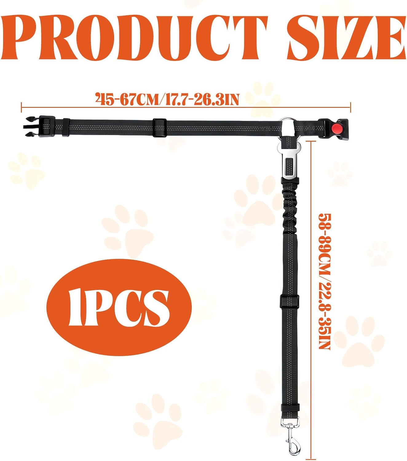 Dog Car Seat Belt, 1 Pcs Dog Seatbelt, 2 in 1 Dog Car Harness with Anti-Shock Restraints Clip, Adjustable Harness Belt with Anti-Shock Elastic Bungee Buffer for All Vehicles (Black) image number 2