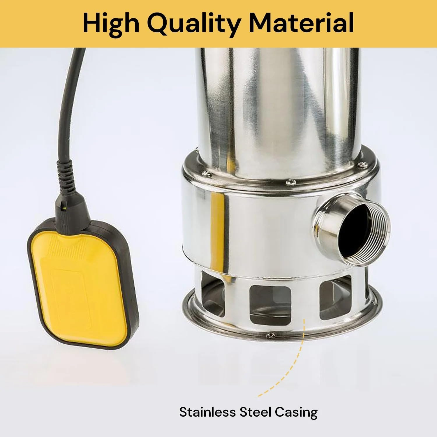 EZONEDEAL Powerful 1100W 1.5HP Submersible Dirty Water Pump Bore Tank Well Stainless Steel Casing Better Cooling Automatic On/Off Float Switching image number 3