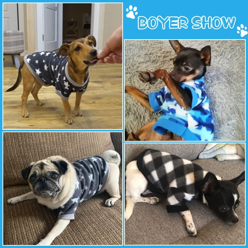 Fleece Dog Sweater for Small Dog Boy Chihuahua Yorkies, Fall Winter Warm Tiny Puppy Clothes, Cute Male Dog Sweaters Pet Shirt,Set of 3 (Star + Paild + Camouflage, X-Small) Yikeyo image number 5