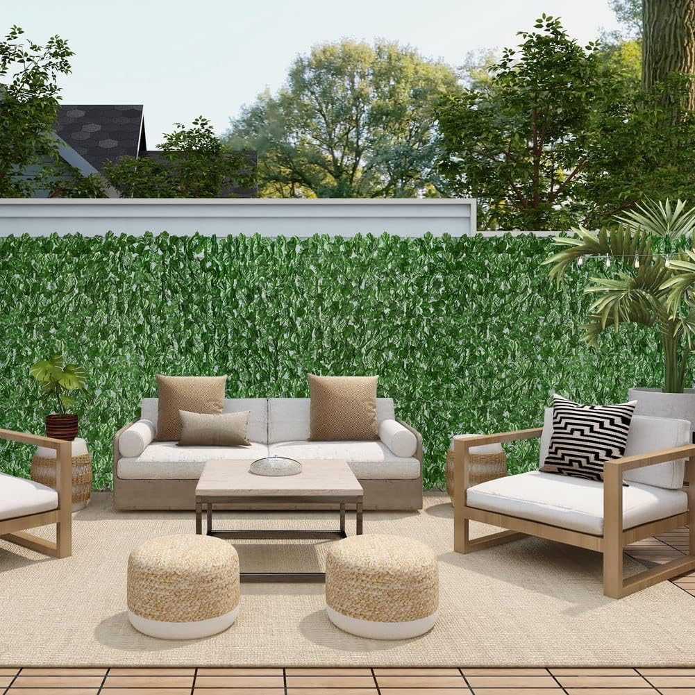 Artificial Ivy Privacy Screen for Fence, 1 * 3M Strengthened Joint Prevent Leaves Falling Off, Faux Hedge Panels Greenery Vines (Green Maple Leaf B) image number 2