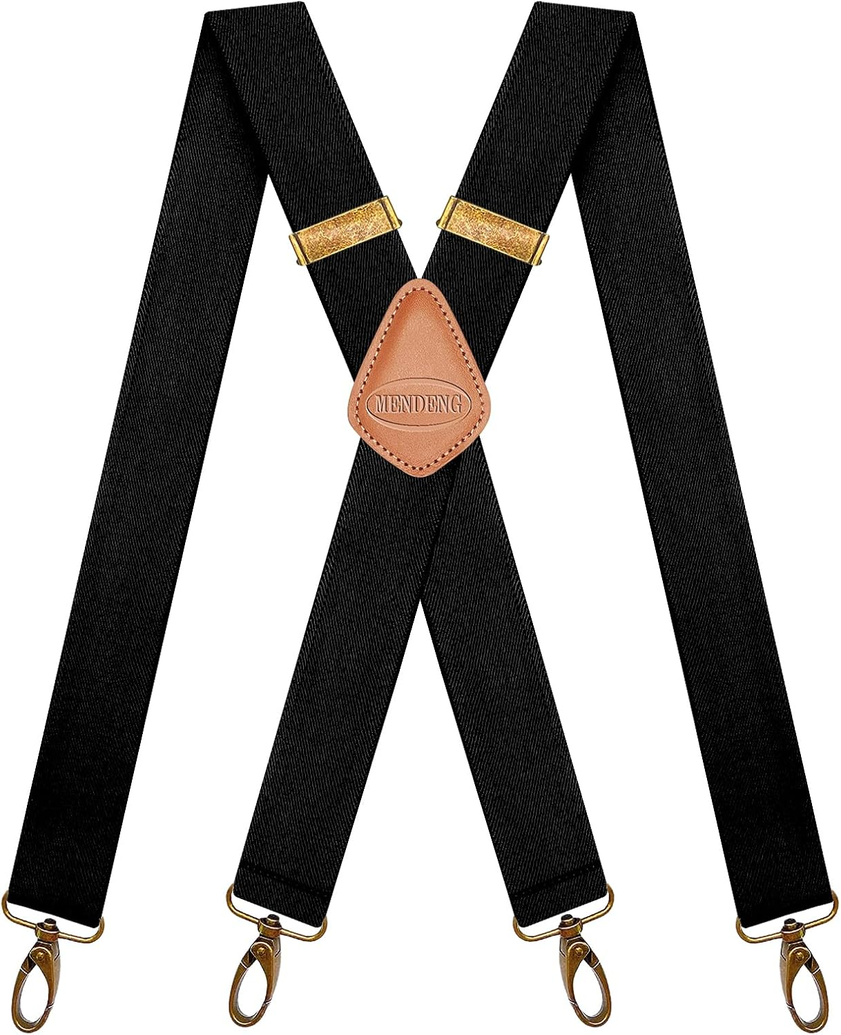 MENDENG Trucker Side Clip Suspenders X-Back 1 1/2" Wide Adjustable Braces Gift image number 5