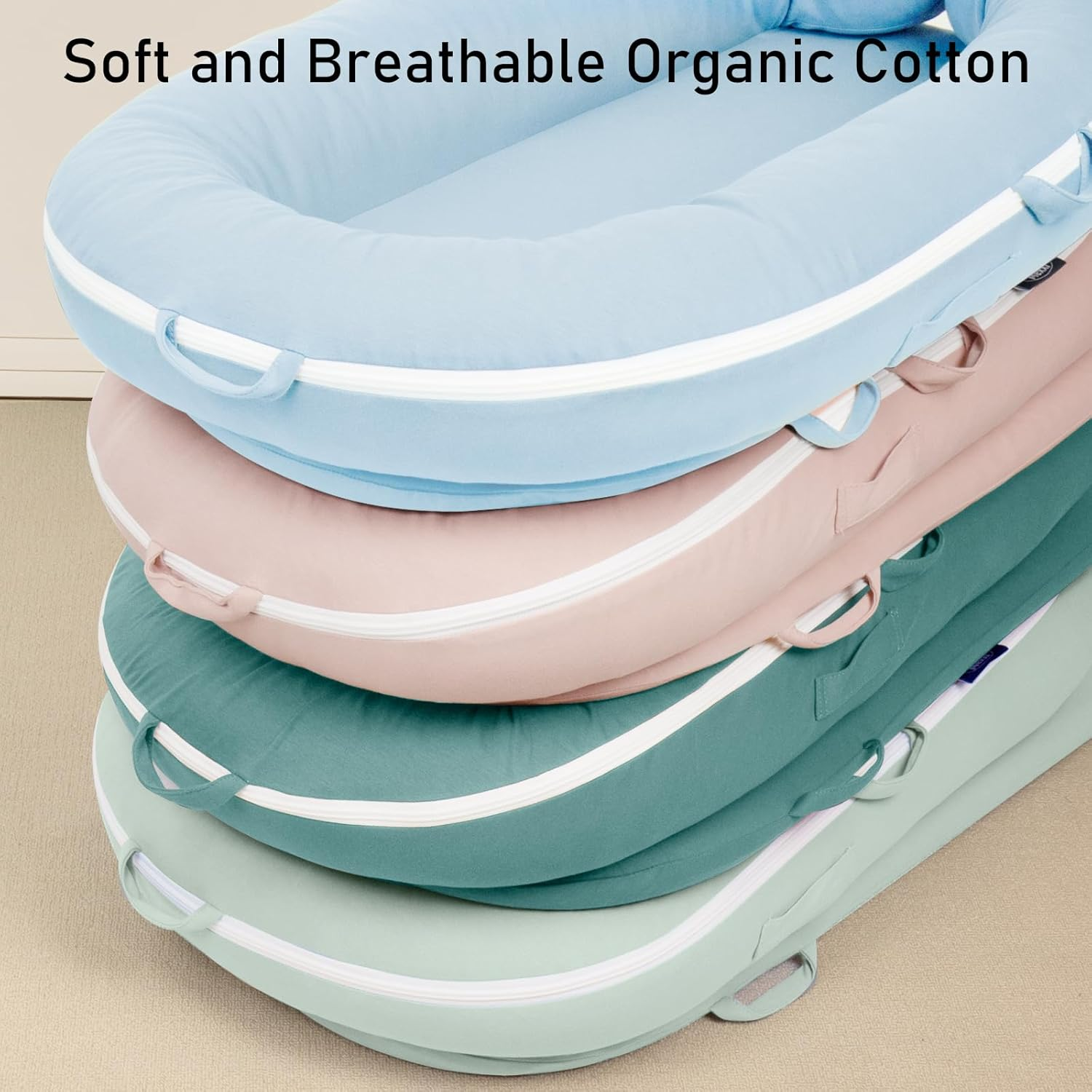 Organic Replacement Cover with Waterproof Pad | Premium Quality Spare Certified Organic Cotton | Protects against Leaks | [Fits Dockatot Deluxe + Docks] (Cover Only) (Baby Blue) image number 3