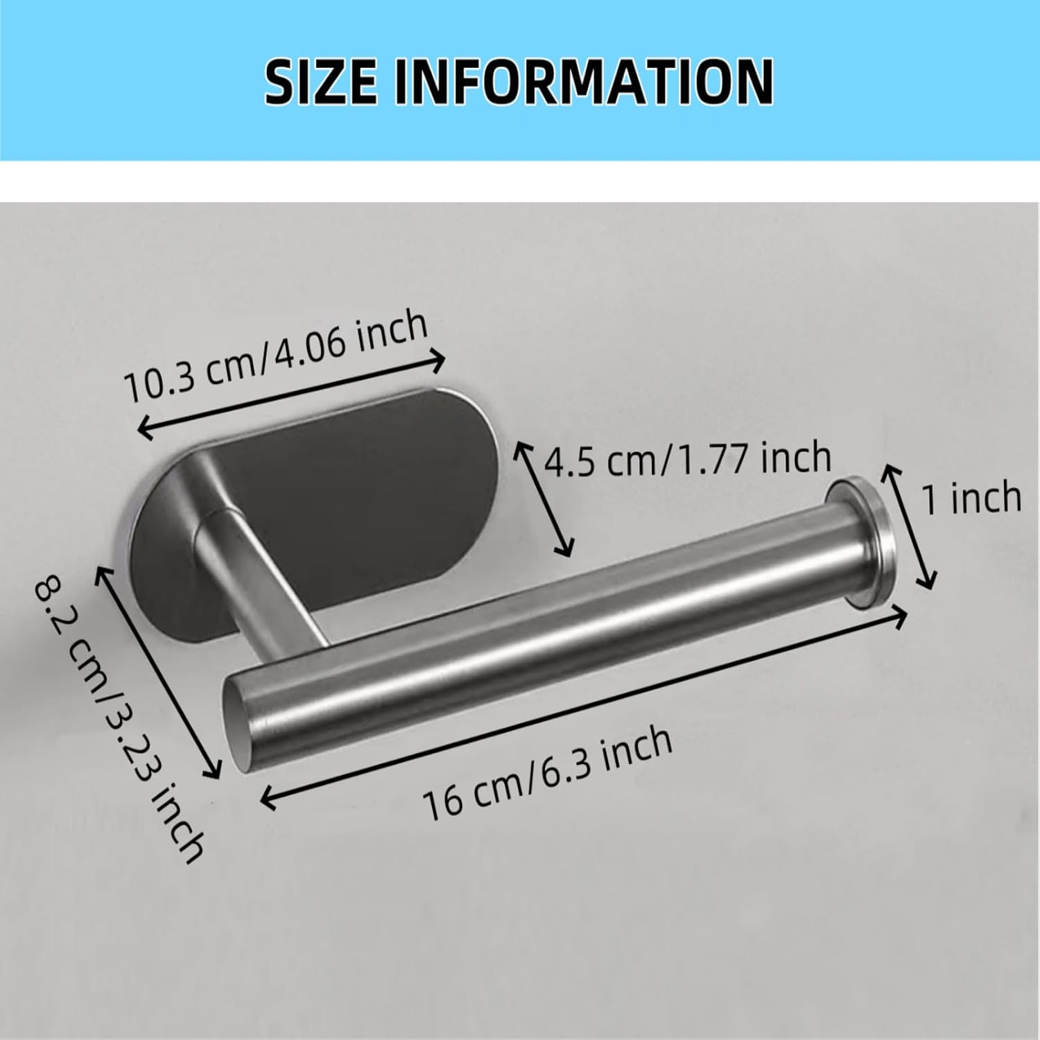 Toilet Paper Holder Self Adhesive - Kitchen Washroom Adhesive Toilet Roll Holder No Drilling for Bathroom Stick on Wall Stainless Steel Brushed (Sliver) image number 4