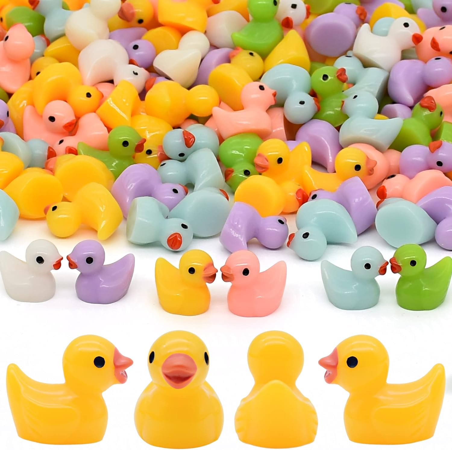 70 Pcs Tiny Duck Slime Charms Little Resin Duck Beads Miniature Ornament for Slime, Dollhouse, Garden Decoration(Mixed Duck) image number 2