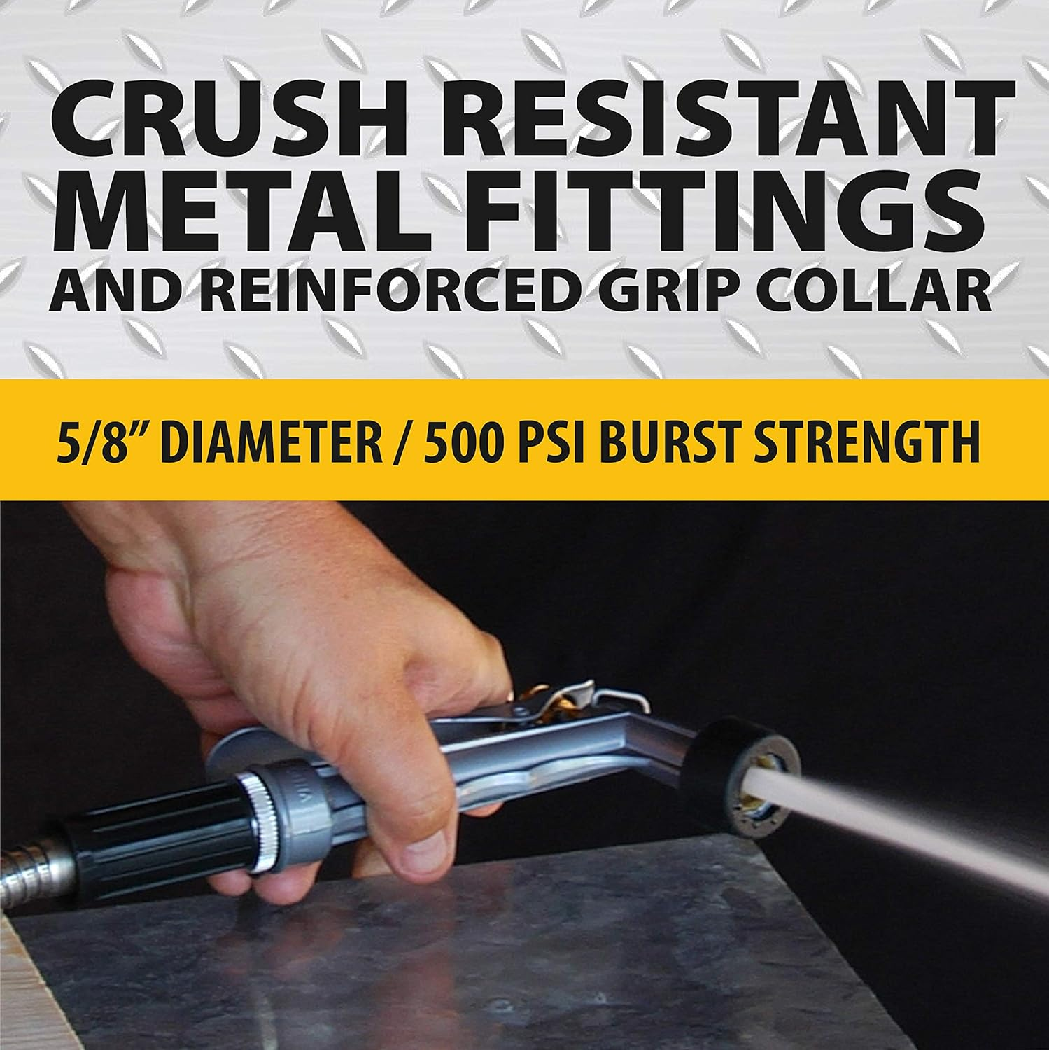 Bionic Steel 100 Ft Garden Hose with Nozzle, 304 Stainless Steel Metal Water Hose 100Ft Long, NON Expandable Flexible Rust Proof Lightweight Heavy Duty, 3/4" Crush Resistant Fittings, Non Kink,500 PSI image number 2