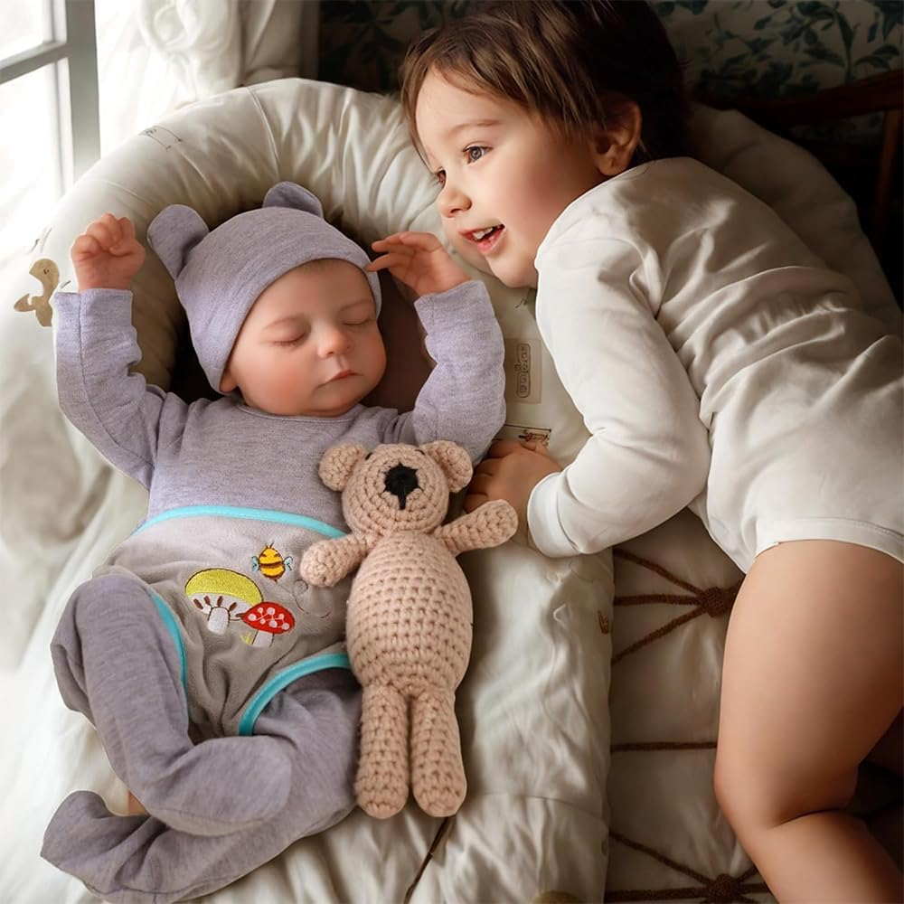 TKYFOYS Realistic Sleeping Baby Doll, 18 Inches Reborn Baby Dolls Boy Handmade Washable Reborn Babies Soft Vinyl Body, Reborn Baby Doll Looks like a Real Baby (Closed-Eyes Boy) image number 4