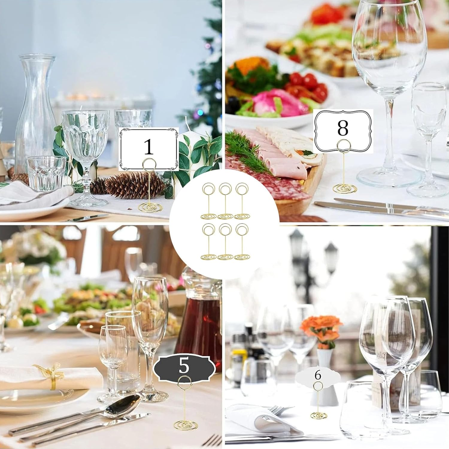 20 Pcs Gold Table Number Holders 3.35 Inch Short Wedding Place Card Stands for Reception, Party, Graduation, Restaurant Centerpiece Decor, Photo Menu Memo Holder, Home Table Decorations