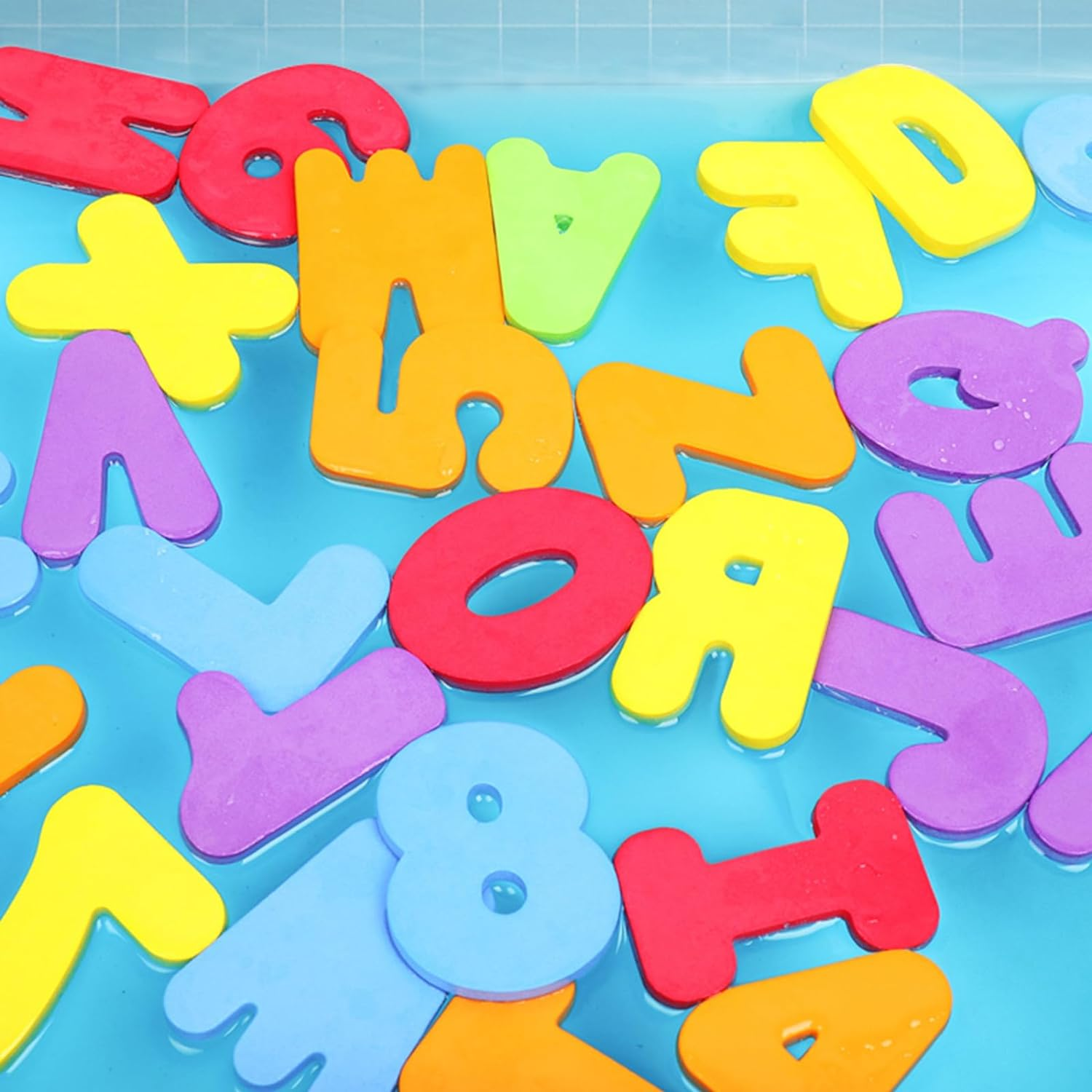 36Pcs/Set Bath Toy,Floating Alphanumeric Letters Puzzle Soft Numbers Bathroom Sticker image number 2