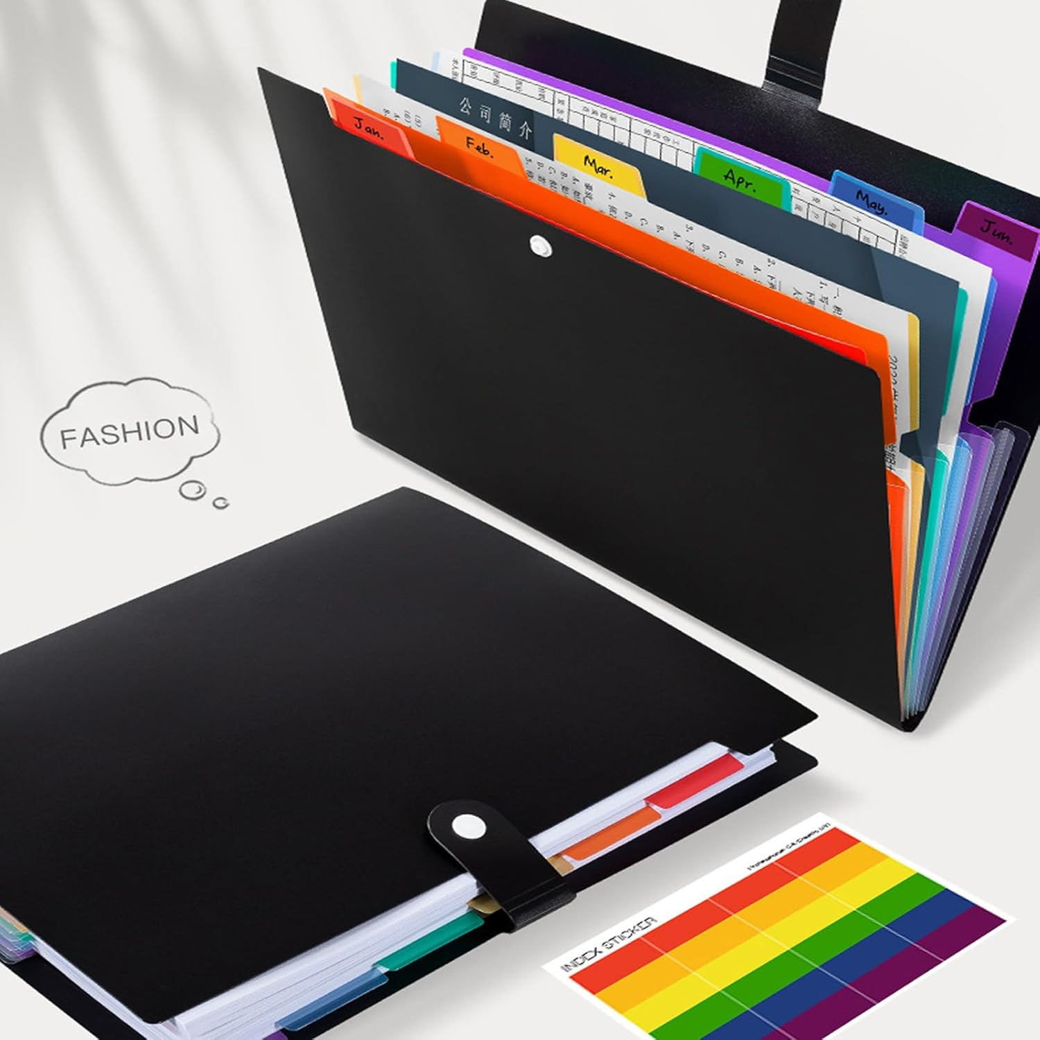 2 Pcs Expanding File Folder with Tabs,7 Pockets Letter A4 Paper Size Accordion Filing Folder Organizer with Sticker Tabs Plastic Important Document Holder for School Home Office image number 6