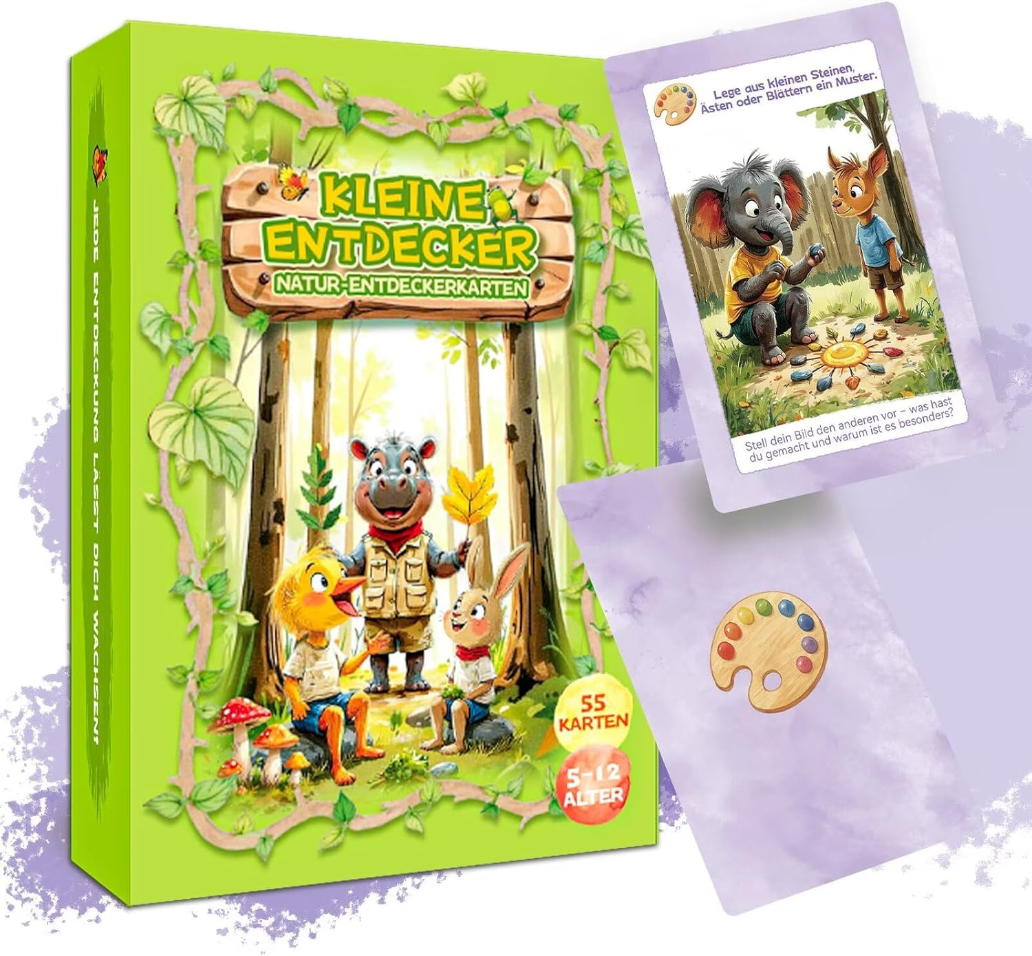 Outdoor Explorer Cards for Children from 5 Years - 55 Playing Cards + Sticker Sheet & Turntable - Montessori Inspired & Lovingly Illustrated - with FSC Material image number 4