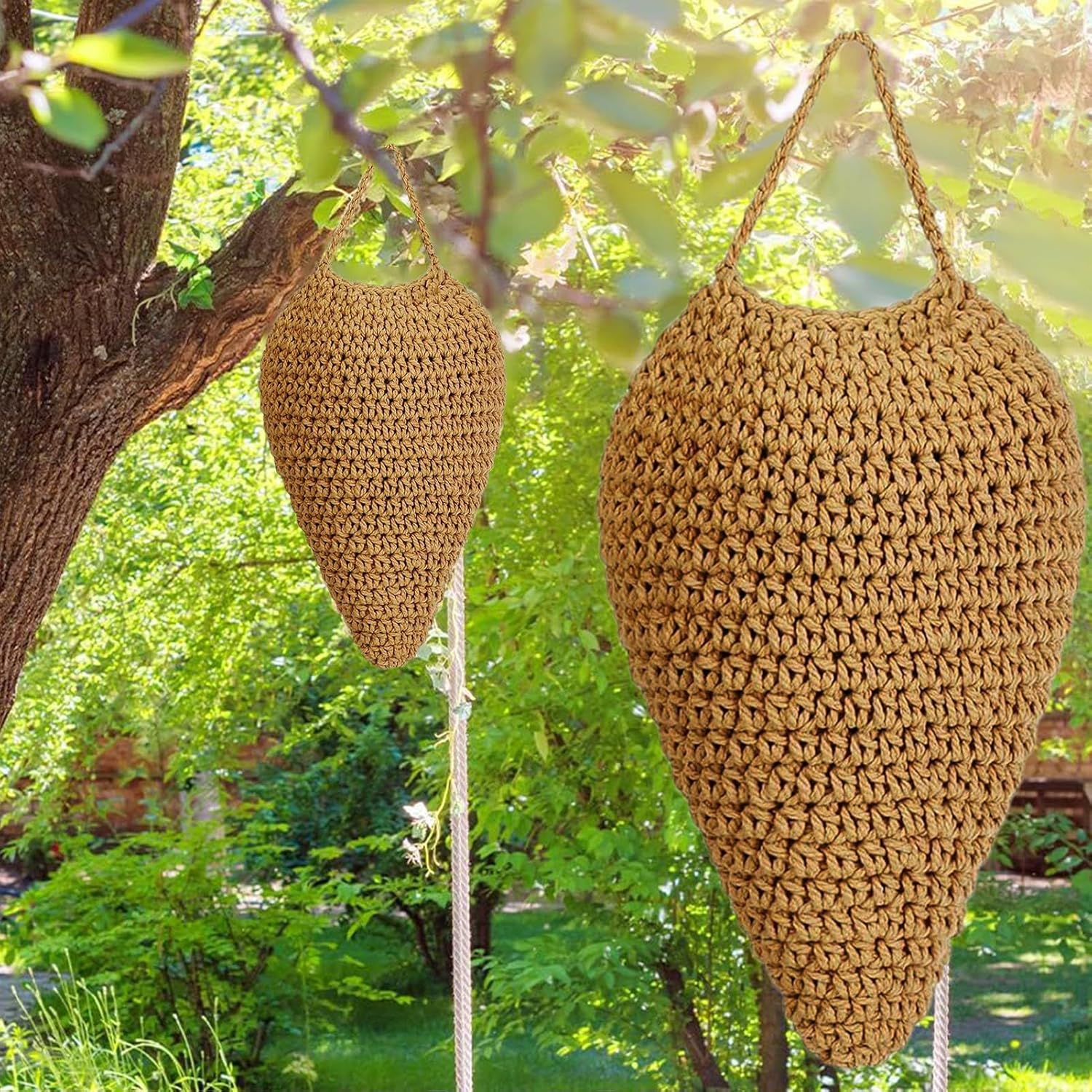 Decoy Wasp Nest,Fake Bee Hive - Artificial Crochet Decoration for Garden Porch Orchard Backyard Outdoor Farm Picnic Camping image number 1