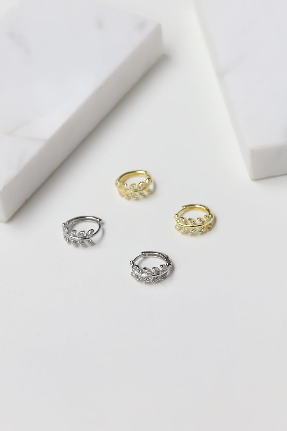 SAINT RAPHA&Euml;L Crystal Leaf Huggie Earrings image number 5