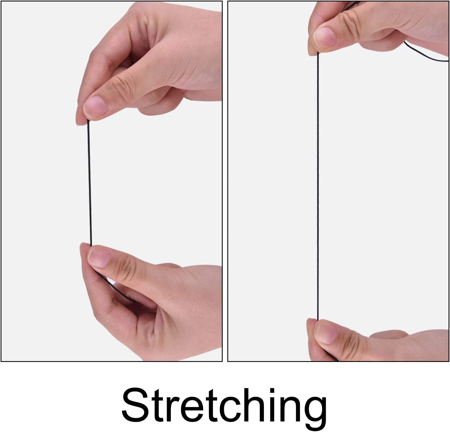 2 Roll 1 Mm Elastic String Cord Elastic Thread Beading String Cord for DIY Jewelry, Hair Ties Bracelets, Necklaces, Beading and Crafts 100 Metres/Roll(Color:White and Black) image number 5