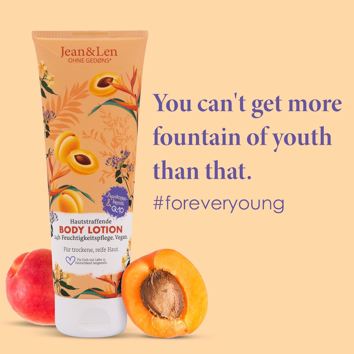 Jean & Len Skin Firming Body Lotion Apricot Kernel Oil & Q10, for Dry & Mature Skin, Gives Smooth Skin with Regular Use, Parabens & Silicones, Vegan Body Lotion, 250 Ml image number 5