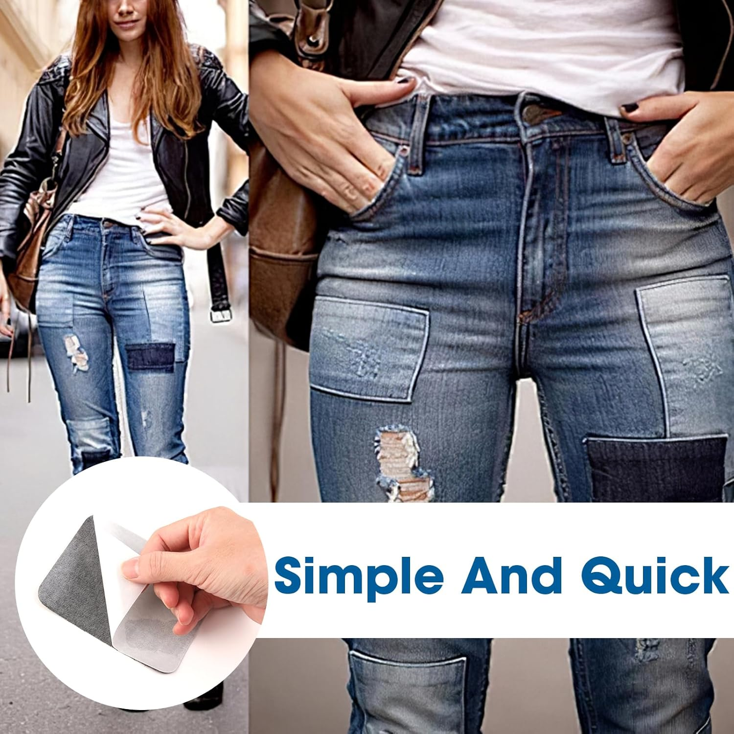 Versatile Iron-On Patches for Clothing Repair, 10PCS Set &ndash; Premium Denim Patches for Jeans, 9.5Cm X 12.5Cm, 5 Shades of Blue &ndash; Quick and Easy Fix for inside Jeans & Apparel Repairs image number 6