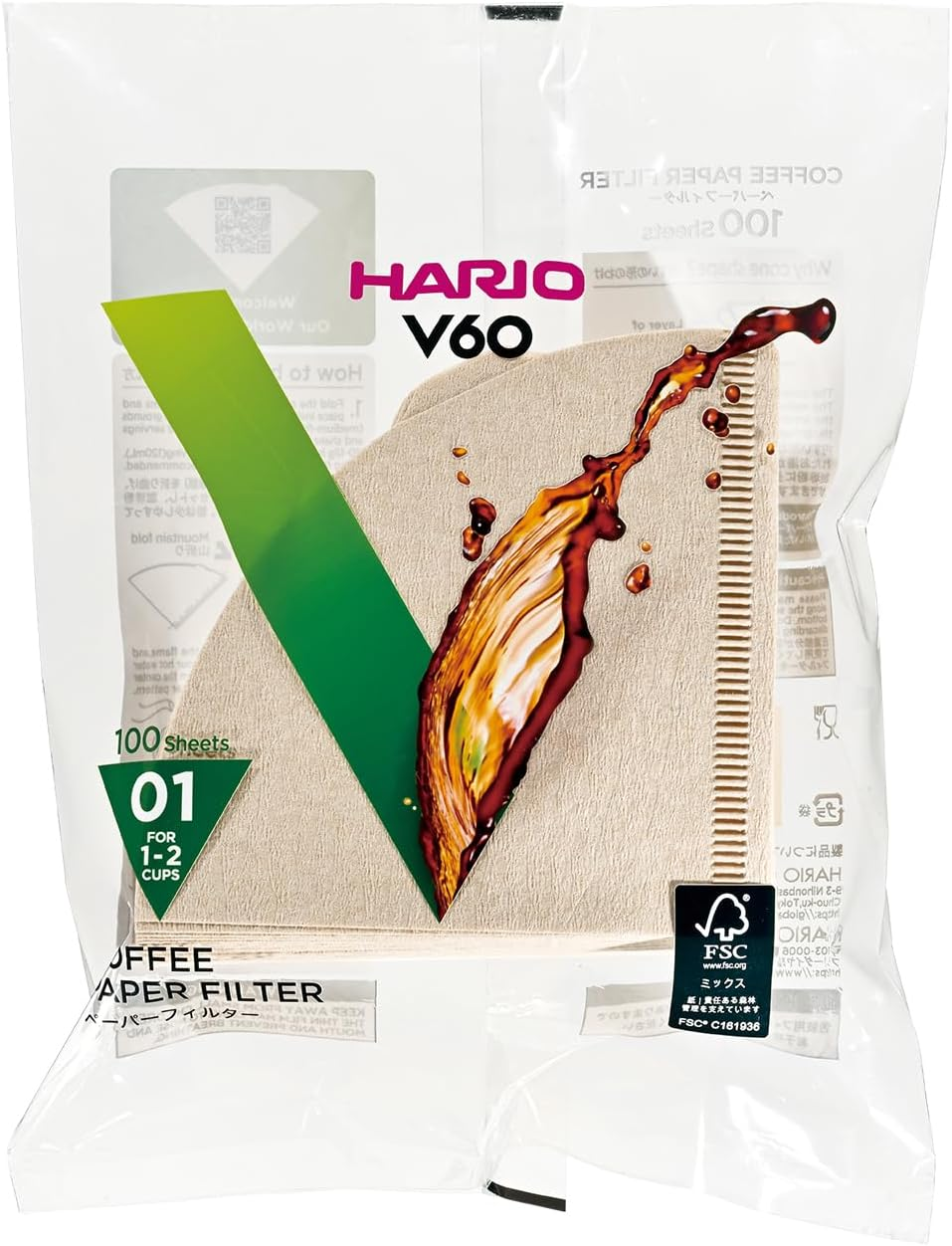 Hario V60 Paper Coffee Filters Single Use Pour over Cone Filters Size 01 Natural, 100 Count image number 5