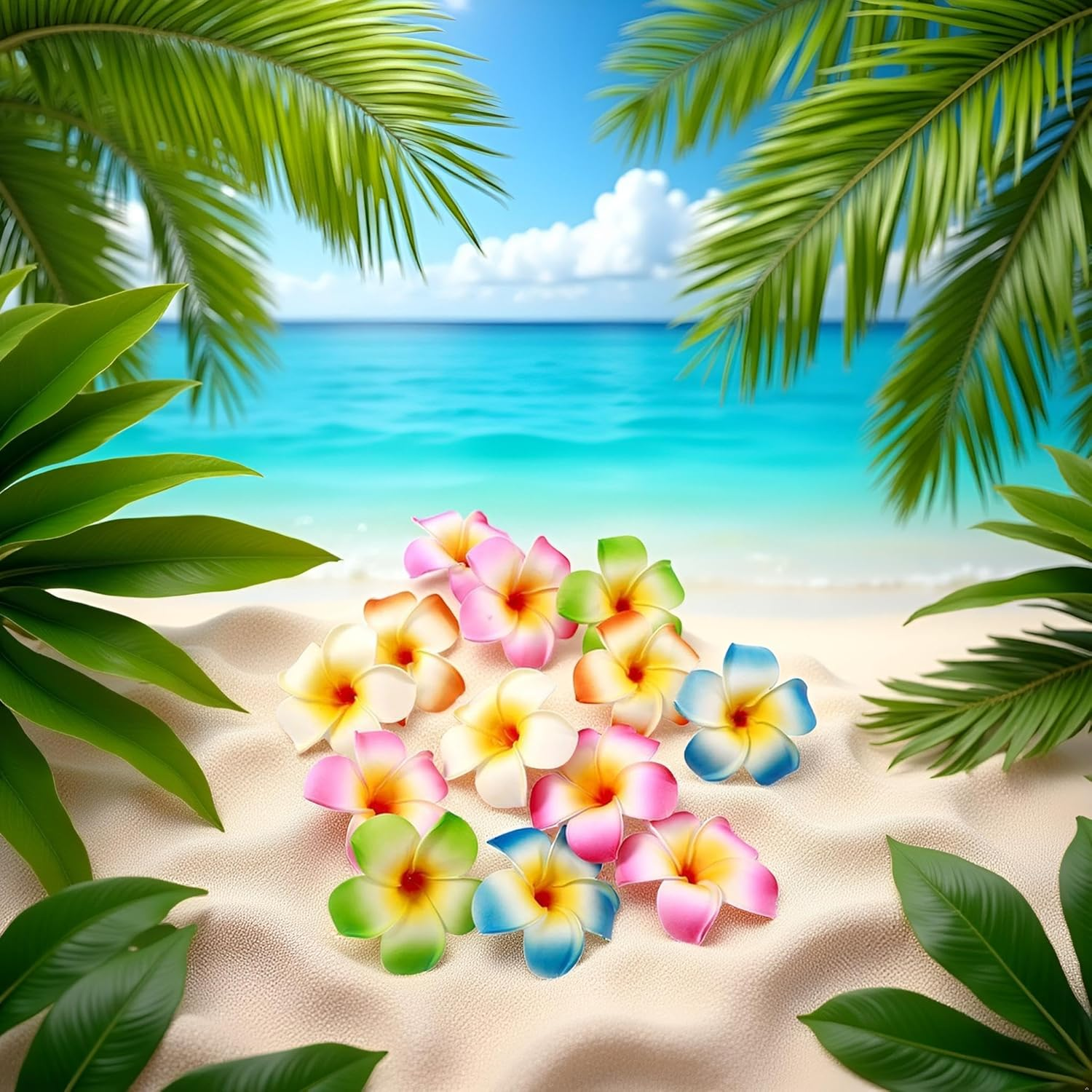 10Pcs Multicolor Hawaii Plumeria Flower Clips Hawaiian Flower Hair Barrettes Beach Party Hair Clips Artificial Tropical Flower Hairpins for Wedding Hair Accessories (7Cm),Clips and Barrettes image number 1