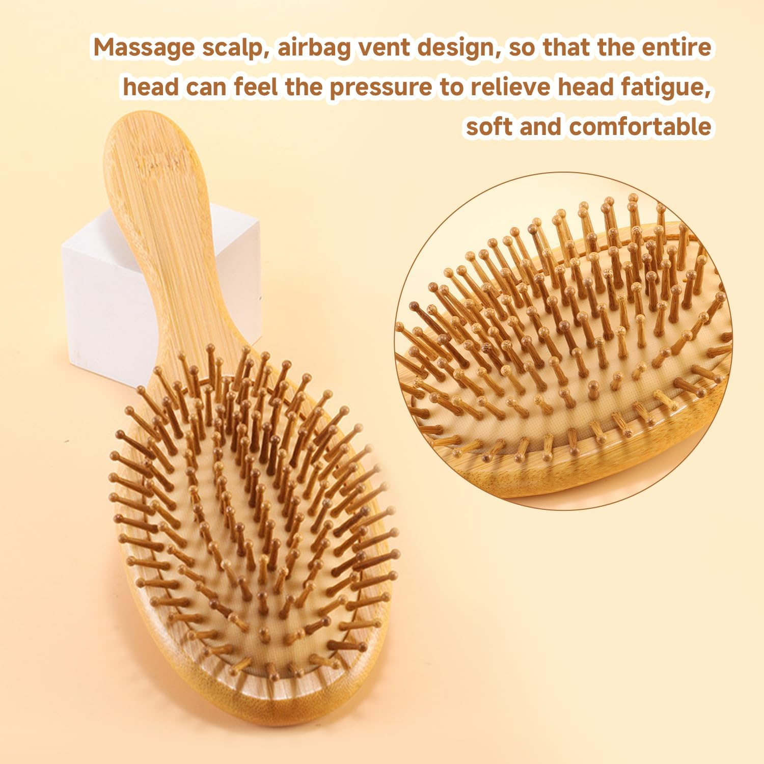 2Pcs Bubble Combs Wooden Combs Hair Combs Hair Styling Tools Massage Combs Hair Care Wooden Combs image number 4