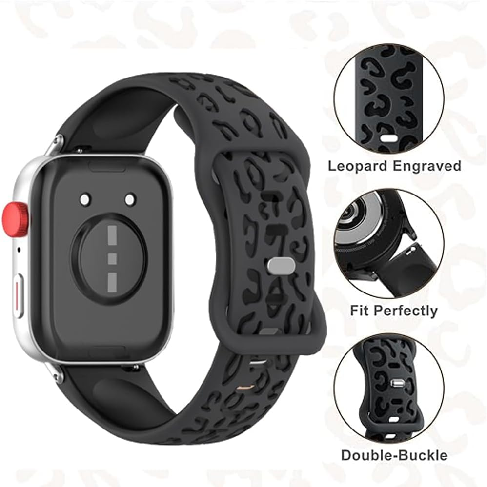 BYISYUE Leopard Replacement Band for Amazfit GTR Mini/Gtr 42Mm/Gts 4/GTS 4 Mini/Gts 3/GTS 2/2E/2 Mini, 20Mm Silicone Sport Watch Strap for Amazfit Bip 3/3 Pro/S/S Lite/U/U Pro - Blackrose image number 4