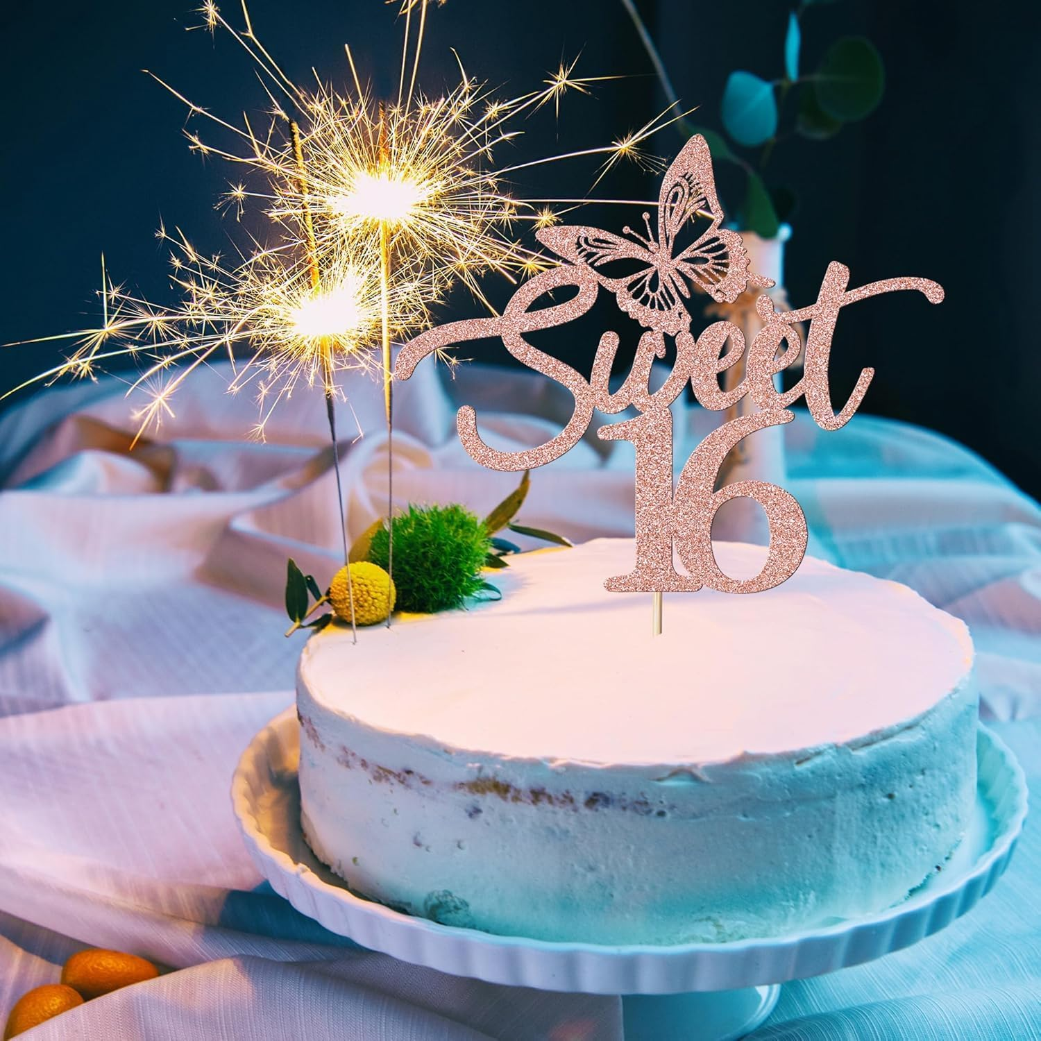 Confetti! Sweet 16 Butterfly-Themed Rose Gold Cake Topper &ndash; Perfect for 16Th Birthday, Anniversary & Wedding Celebrations image number 2