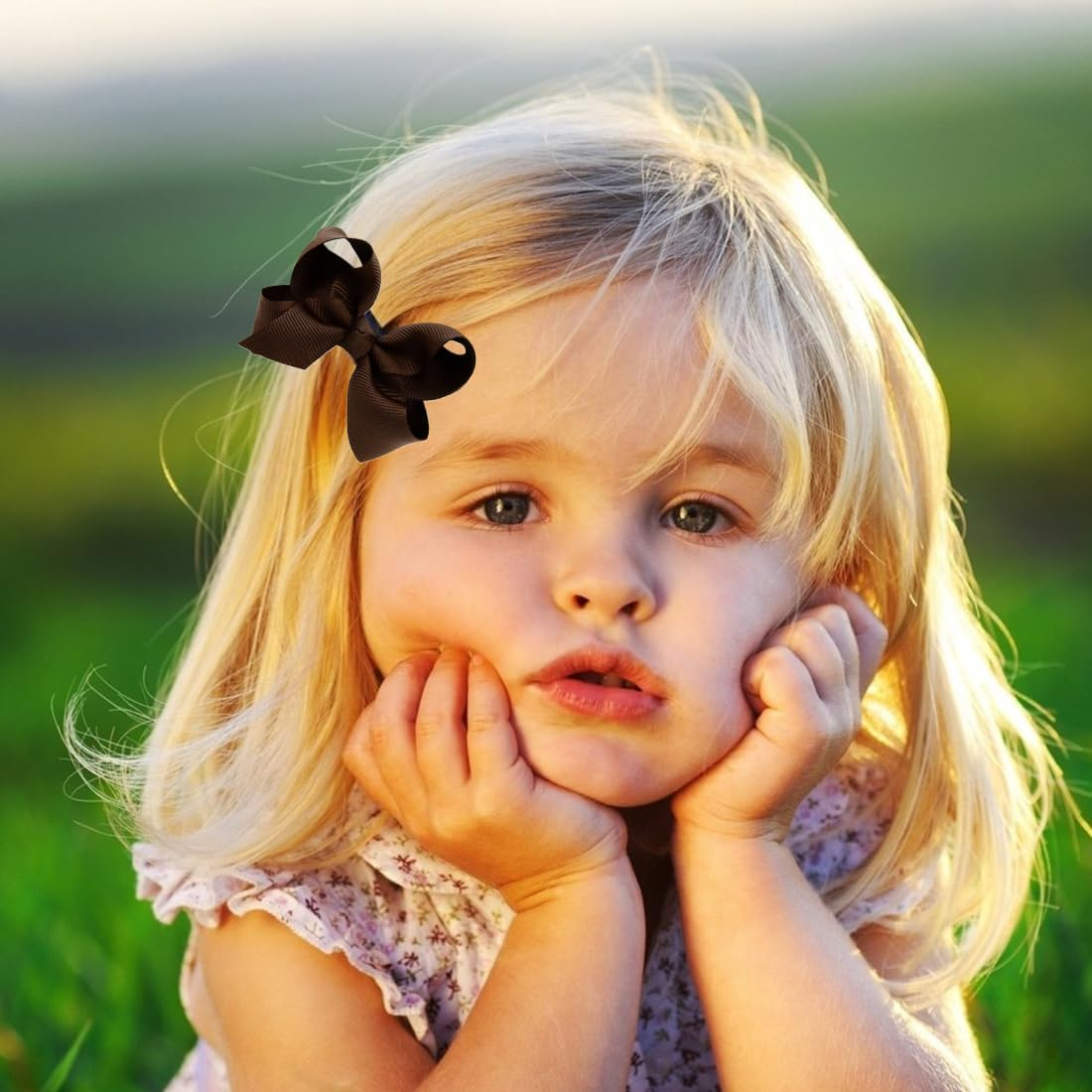 YOCDNOV Pack of 6 Bows Hair Clips - Ponytail Clips 3 Inches, Duckbill Hair Bow for Teenage Girls Hair Accessories (Dark Blue + Light Brown + Dark Brown) image number 3