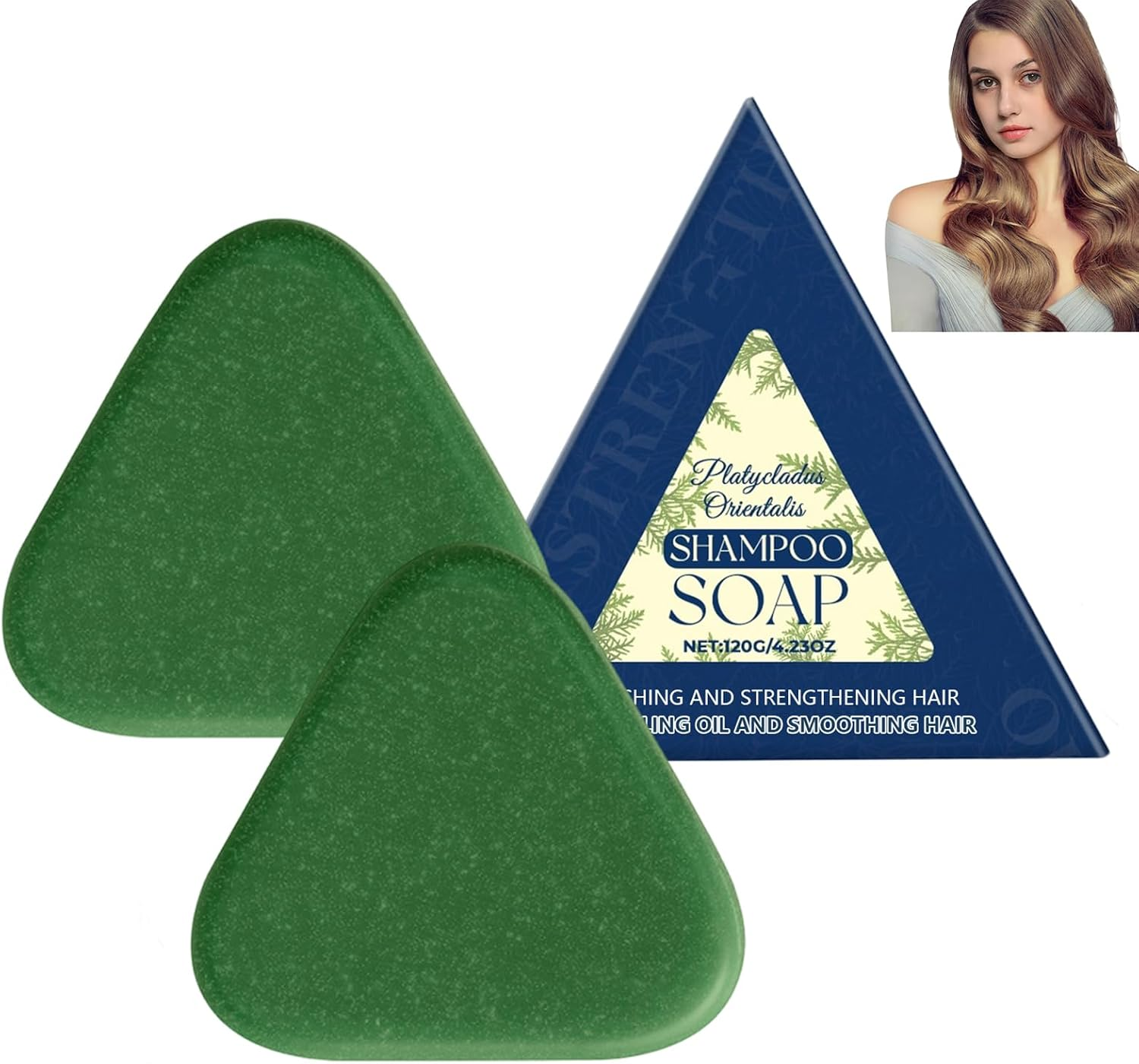 Platycladus Orientalis Shampoo Soap, Natural Oil-Controlling Shampoo Soap, Nourishing & Soothing, Gentle Hair Cleansing & Strengthening for Women and Men, Suitable for All Hair Types (1Pcs)