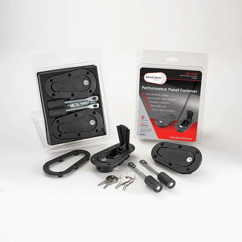 Aerocatch Xtreme plus Flush Locking Hood Latch Kit - Black - Part # 120-4100 image number 1
