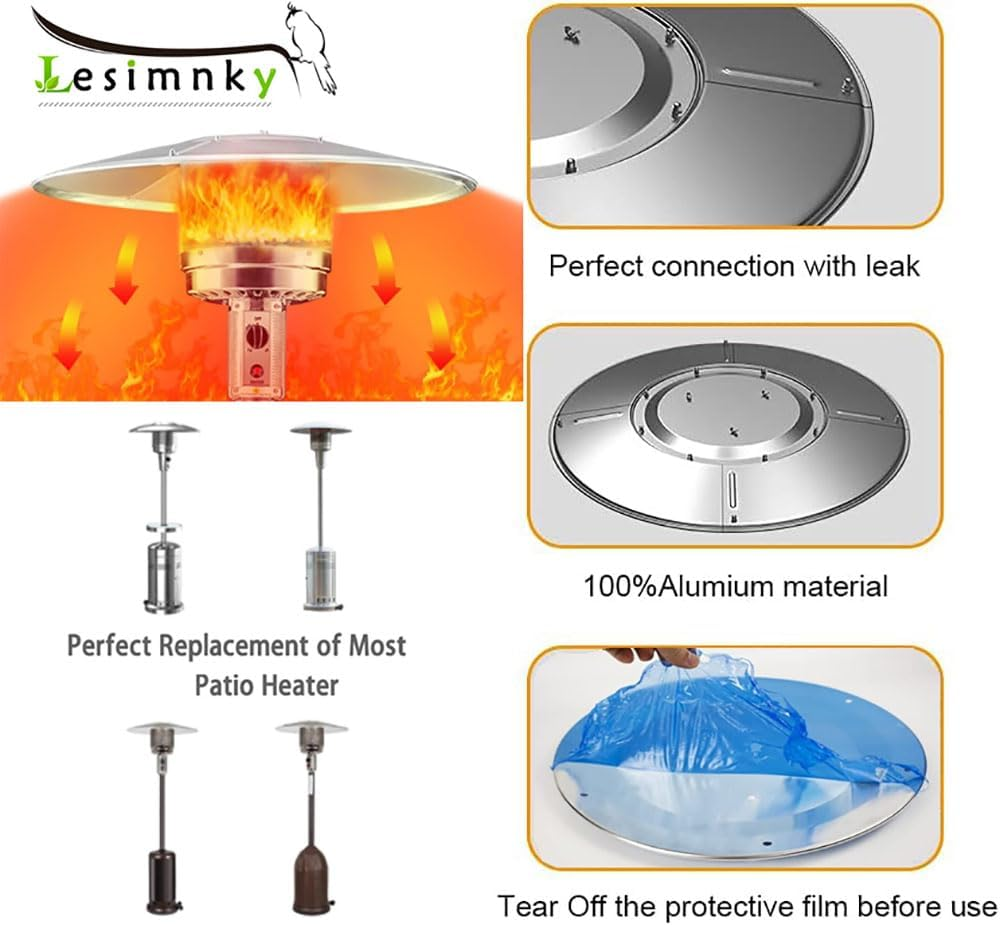 Outdoor Patio Heater Reflector Shield - Upgraded 33" Aluminum Heat Dome Replacement Part for Propane Heaters - round 3-Hole Mount image number 3