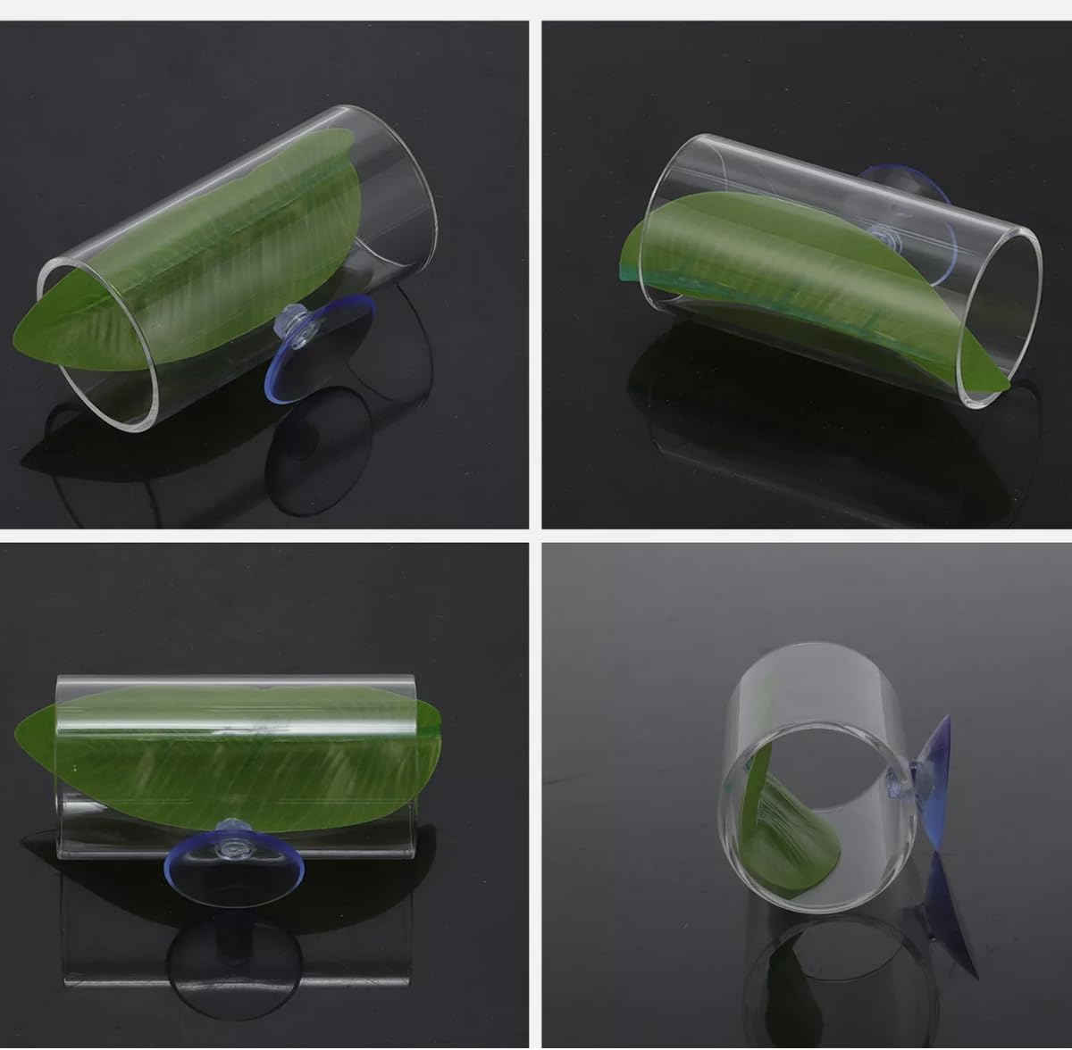 2-Pack Betta Fish Toys, Acrylic Tube Tunnel, Betta Fish Leaf Pad Simulating Natural Habitat for Betta Spawning Grounds Breeding Resting Bed, Aquarium Decor Fish Tank Accessories