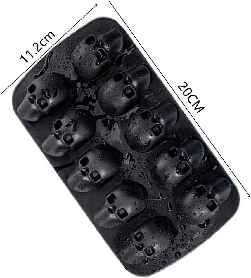 Silicone 3D Skull Ice Cube Tray - Black Skull Shaped Mould for Cocktails and Beverages image number 4