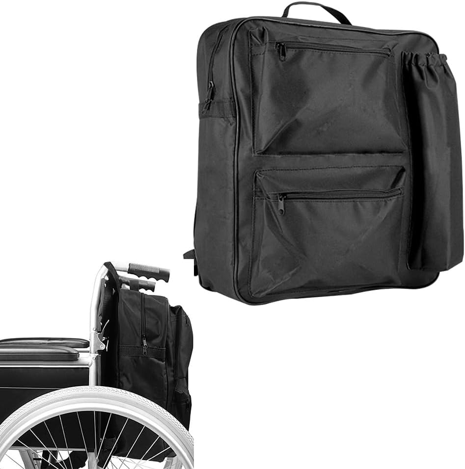 600D Oxford Cloth Tear-Resistant Oxford Wheelchair Bag to Hang on Back, Wheelchair Backpack, Water Resistant Portable Large Storage Wheelchair Bag Convenient Durable Wheelchair Accessories Bag image number 4