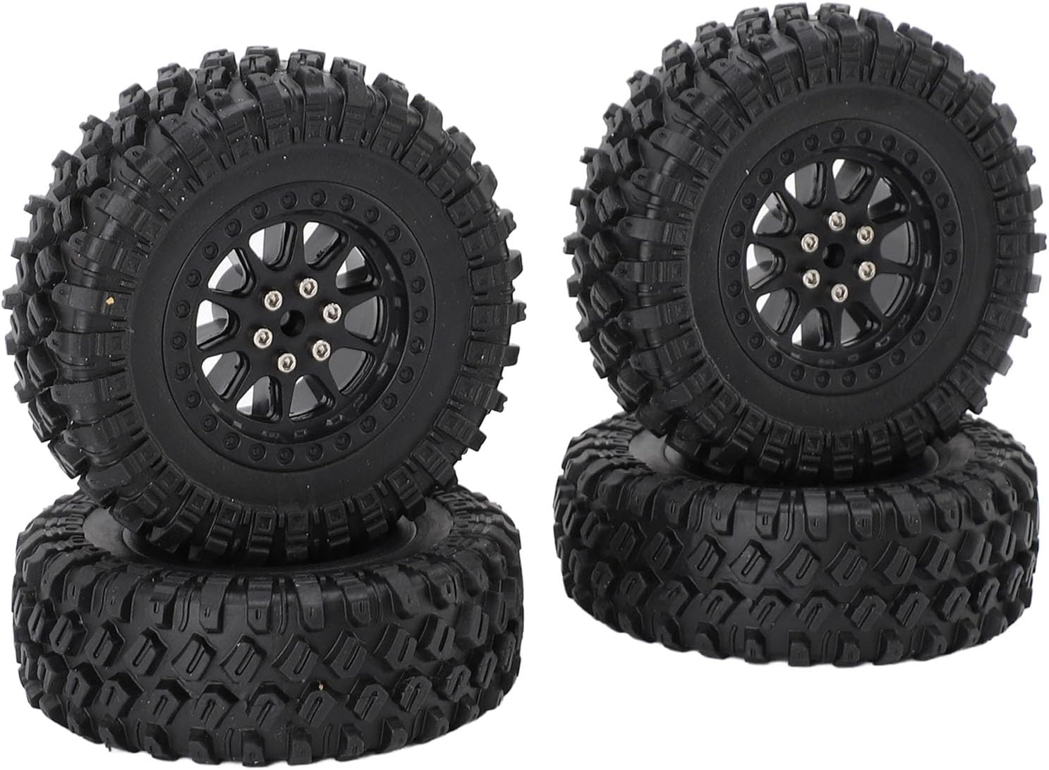 RC Truck Wheel Tires, Rubber Tires, Designed for MN82 and LC79 RC Cars. Stylish and Slick, Enhance Your Racing Experience with Ease of Use for Installation and Replacement (Silver)