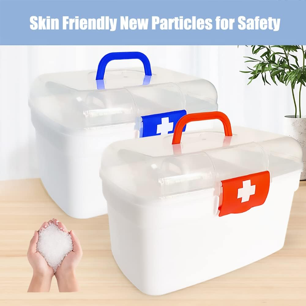 Portable Empty Small Home & Work First Aid Box with an Internal 4 Grid Tray, Handled Household Medicine Storage Box, Multipurpose Plastic Storage Box (White) image number 6