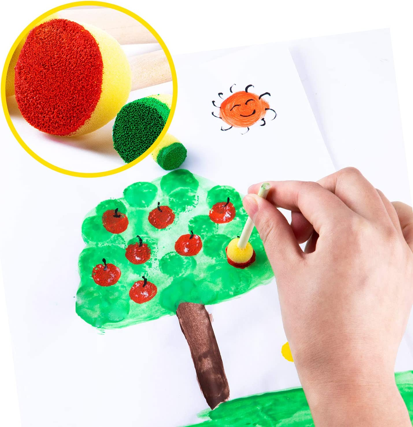 24Pieces Paint Sponges for Kids Assorted Size round Sponge Brushes for Painting Foam Brushes for Painting Paint Tools for Kids image number 2