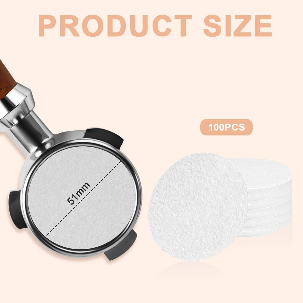 HOTUT Coffee Filters Papers, 100 Pcs&times;51Mm round Coffee Filters Papers, Micro Paper Filters Replacement Compatible with Coffee and Espresso Maker - White image number 2