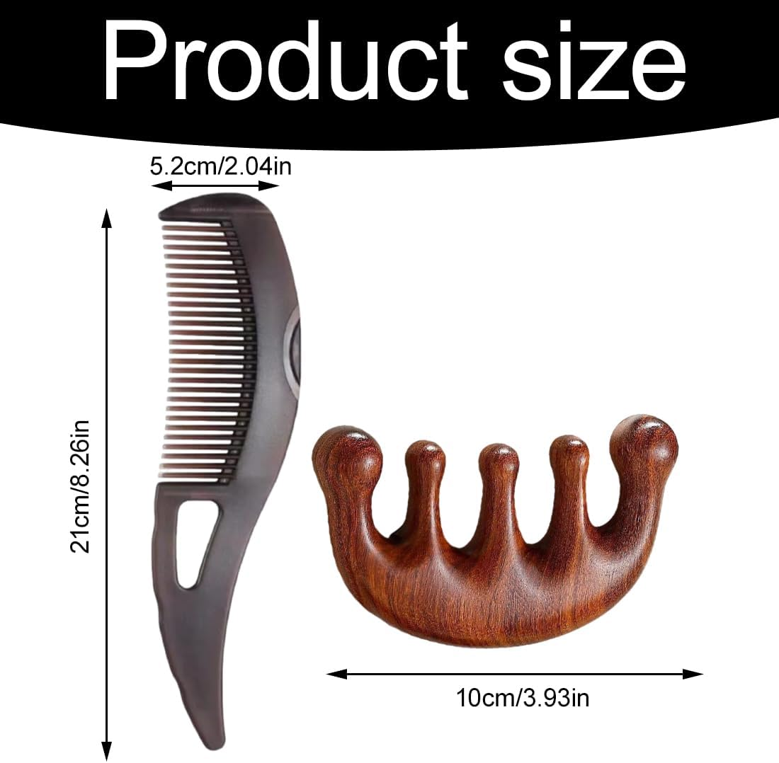 EUYKQNOI 2-Piece Dandruff Comb Scalp Comb Scalp Comb Dandruff Comb Hollow Tooth Comb for Dandruff on the Scalp, High-Quality Press Hair Comb with Skin Scratching Handle, Scalp Care Comb for Men And image number 1