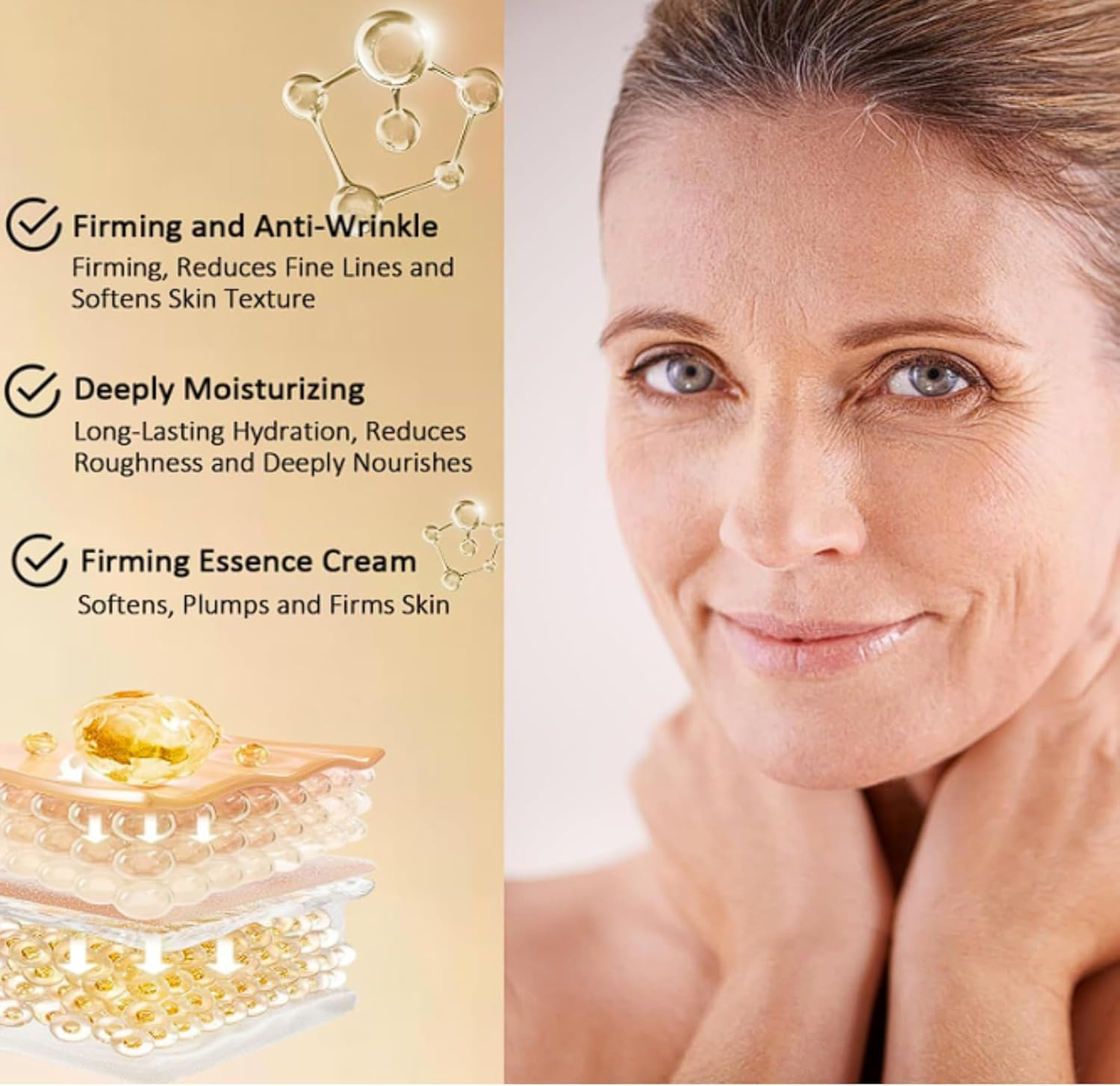 Polypeptide Collagen Elastic Essence Cream, Micro-Molecular Collagen anti Wrinkle Lotion, Multi Peptide Firming Moisturizing Face Cream, Deep Hydrating anti Aging Skin Care for Women (2Box)