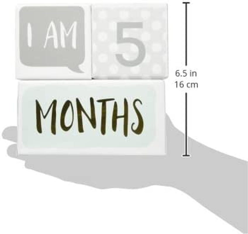 Baby Aspen My First Milestone Age Blocks, White/Grey/Mint/Gold image number 2